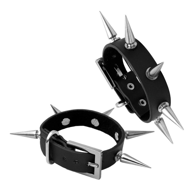 MILAKOO 2 Pcs Punk Style PU Leather Bracelet Bangle with Rivets Spiked Accent - Image 1